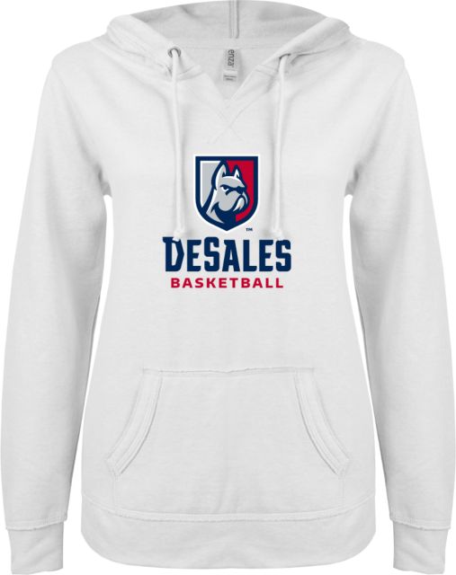 DeSales ENZA Ladies V Notch Raw Edge Fleece Hoodie Basketball - ONLINE ONLY