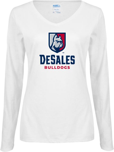 DeSales Ladies Long Sleeve V Neck Tee Primary Logo - ONLINE ONLY