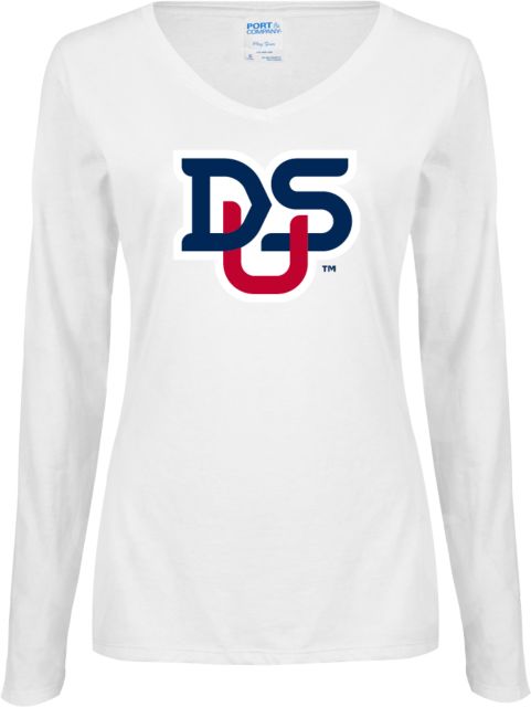 DeSales Ladies Long Sleeve V Neck Tee DSU Ligature - ONLINE ONLY