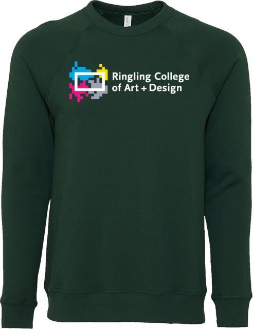 Ringling School Bella + Canvas Forest Green Fleece Crew Ringling College of Art and Design Variation 4 - ONLINE ONLY