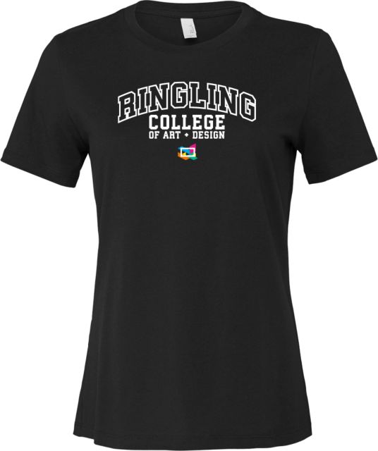Ringling School Bella + Canvas Womens Relaxed Cotton T Shirt Outline Arched Ringling College of Art and Design - ONLINE ONLY