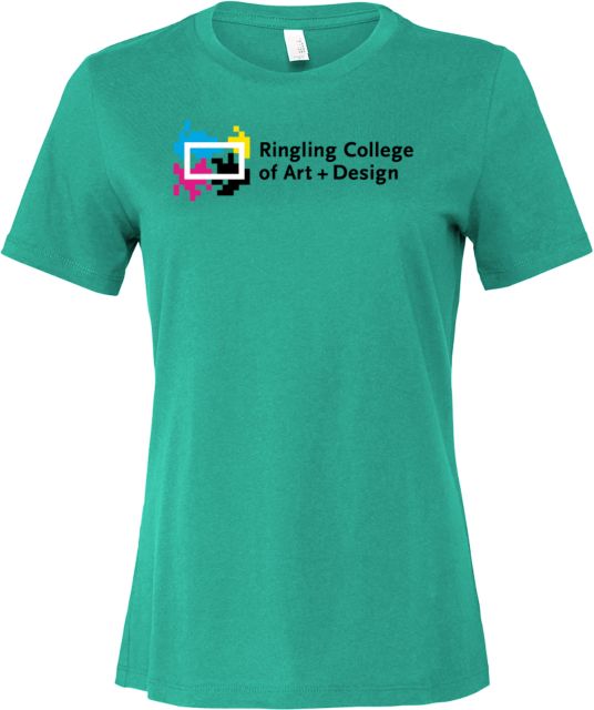 Ringling School Bella + Canvas Womens Teal Relaxed Cotton T Shirt Ringling College of Art and Design Variation 4 - ONLINE ONLY