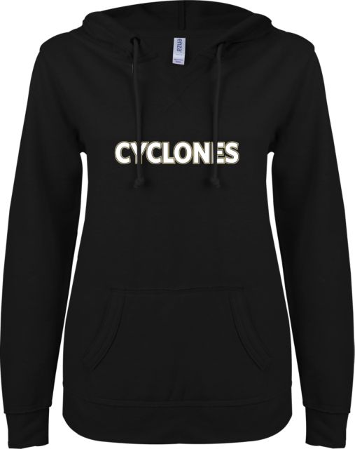 Centenary Univ ENZA Womens V Notch Raw Edge Fleece Hoodie Cyclones - ONLINE ONLY