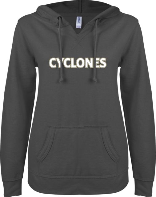 Centenary Univ ENZA Womens V Notch Raw Edge Fleece Hoodie Cyclones - ONLINE ONLY