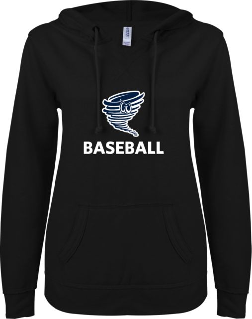 Centenary Univ ENZA Ladies V Notch Raw Edge Fleece Hoodie Baseball - ONLINE ONLY