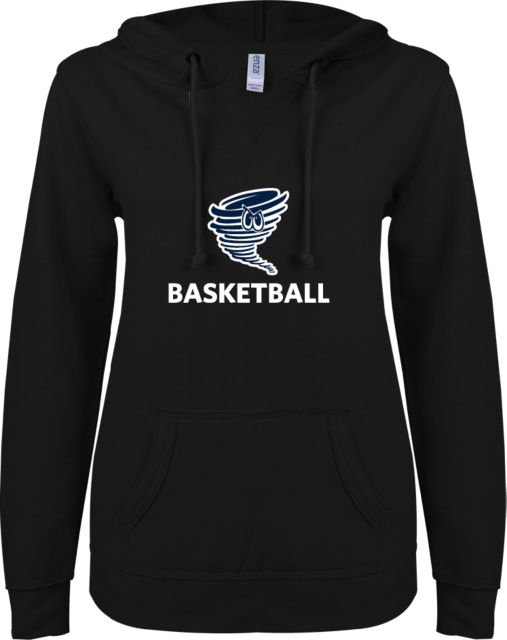 Centenary Univ ENZA Ladies V Notch Raw Edge Fleece Hoodie Basketball - ONLINE ONLY
