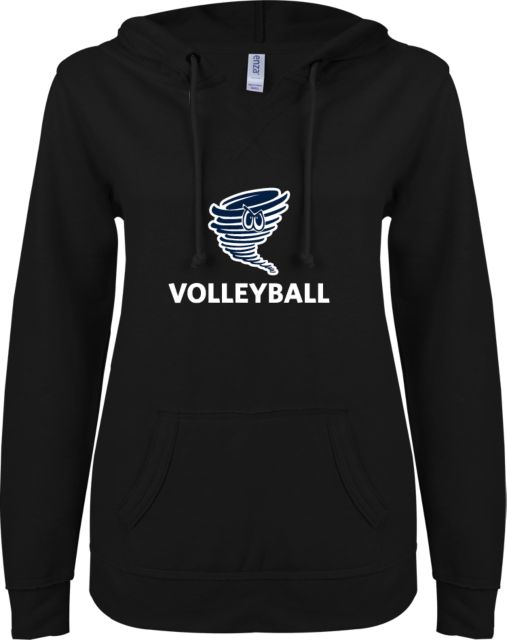 Centenary Univ ENZA Ladies V Notch Raw Edge Fleece Hoodie Volleyball - ONLINE ONLY