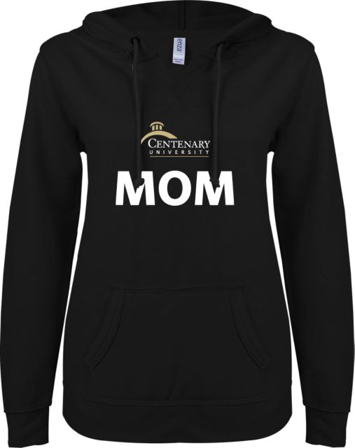 Centenary Univ ENZA Ladies V Notch Raw Edge Fleece Hoodie Mom - ONLINE ONLY