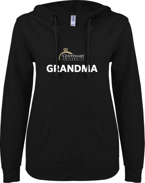 Centenary Univ ENZA Ladies V Notch Raw Edge Fleece Hoodie Grandma - ONLINE ONLY