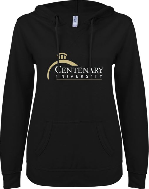 Centenary Univ ENZA Ladies V Notch Raw Edge Fleece Hoodie Centenary University Logo - ONLINE ONLY