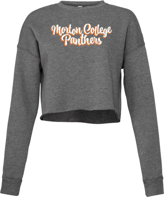 Morton College Bella + Canvas Womens Deep Heather Cropped Fleece Crew Morton College Panthers Script Design - ONLINE ONLY