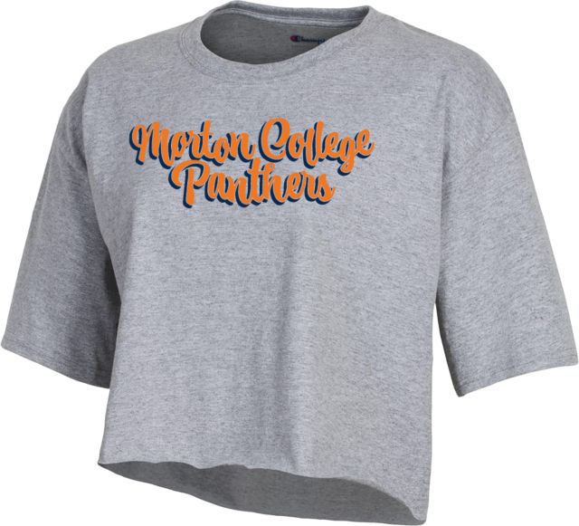 Morton College Champion Womens Crop Tee Morton College Panthers Script Design - ONLINE ONLY