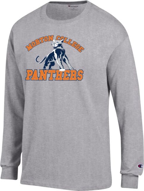 Morton College Champion Long Sleeve T Shirt Morton College Panthers Wordmark - ONLINE ONLY