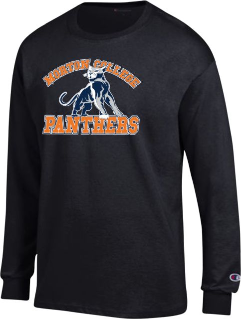 Morton College Champion Long Sleeve T Shirt Morton College Panthers Wordmark - ONLINE ONLY