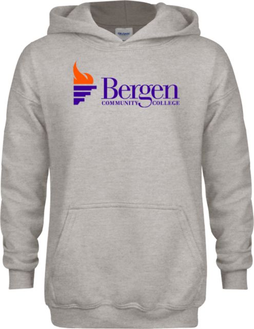Bergen CC Youth Fleece Hood Bergen Community College Wordmark - ONLINE ONLY