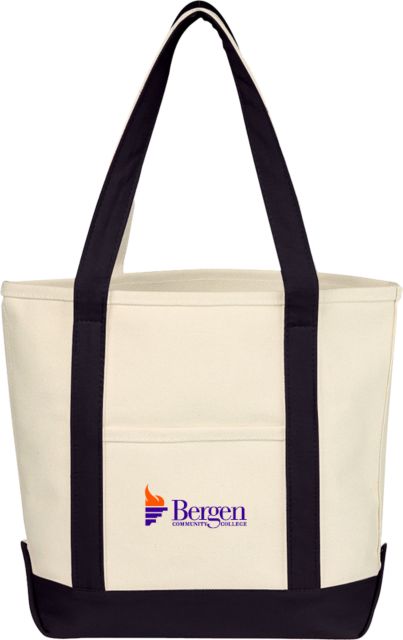 Bergen CC Cotton Canvas Tote Bag Bergen Community College Wordmark - ONLINE ONLY