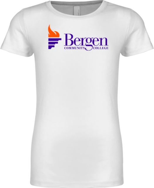 Bergen CC Next Level Girls Fashion Fit T Shirt Bergen Community College Wordmark - ONLINE ONLY