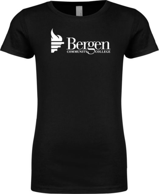 Bergen CC Next Level Girls Fashion Fit T Shirt Bergen Community College Wordmark - ONLINE ONLY