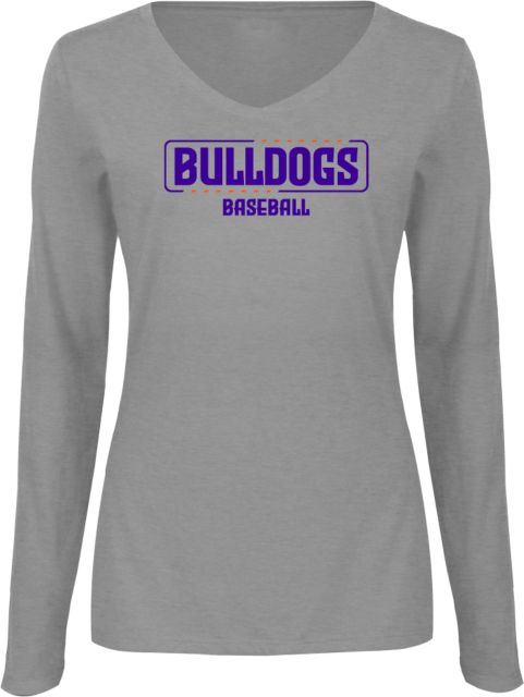 Bergen CC Womens Long Sleeve V Neck Tee  Bulldogs Baseball - ONLINE ONLY