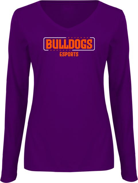 Bergen CC Womens Long Sleeve V Neck Tee  Bulldogs ESports - ONLINE ONLY