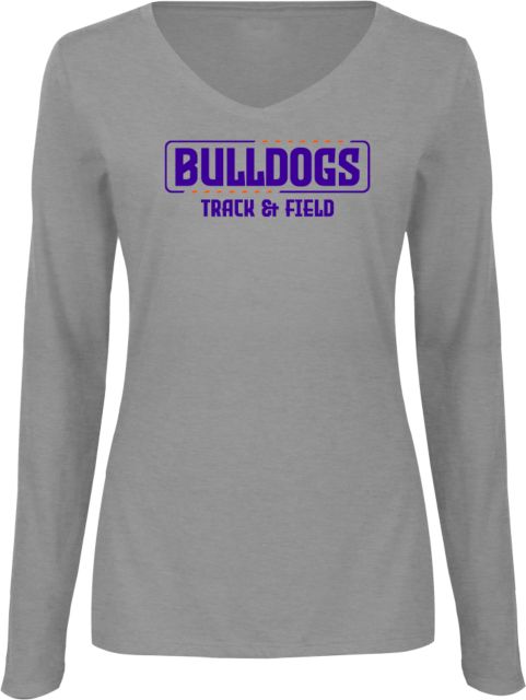 Bergen CC Womens Long Sleeve V Neck Tee  Bulldogs Track and Field - ONLINE ONLY