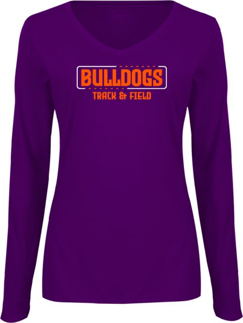 Bergen CC Womens Long Sleeve V Neck Tee  Bulldogs Track and Field - ONLINE ONLY