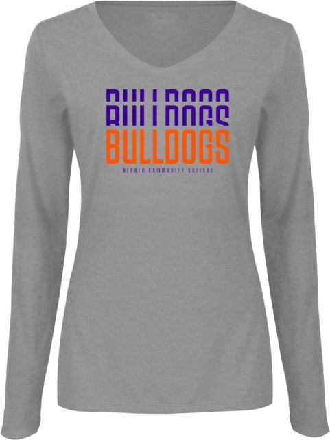 Bergen CC Womens Long Sleeve V Neck Tee  Bulldogs Repeat - ONLINE ONLY