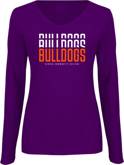 Bergen CC Womens Long Sleeve V Neck Tee  Bulldogs Repeat - ONLINE ONLY