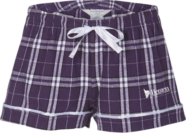 Bergen CC Boxercraft Womens Flannel Shorts Bergen Community College Wordmark - ONLINE ONLY