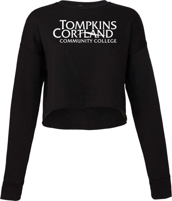 Tompkins Cortland Bella + Canvas Womens Cropped Fleece Crew Tompkins Cortland Community College - Primary Word Mark - ONLINE ONLY