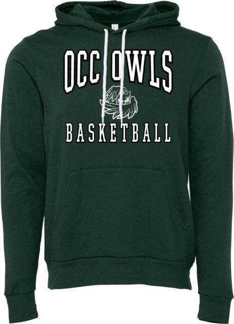Oakland Comm College Bella + Canvas Forest Green Fleece Hood OCC Owls - Basketball - ONLINE ONLY
