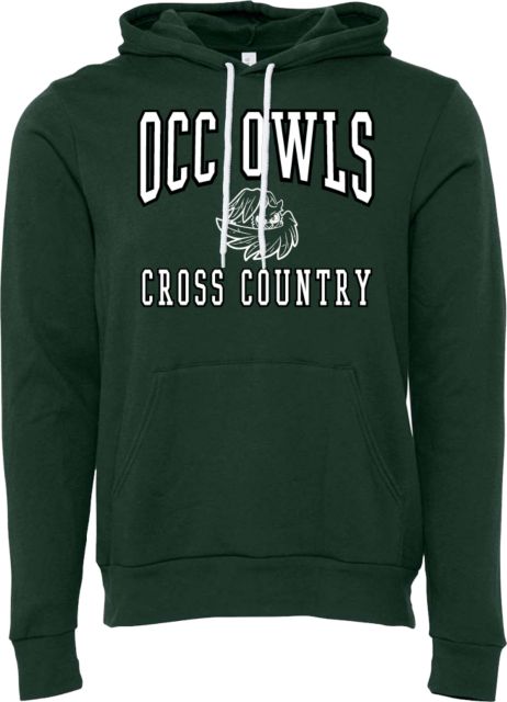 Oakland Comm College Bella + Canvas Forest Green Fleece Hood OCC Owls - Cross Country - ONLINE ONLY