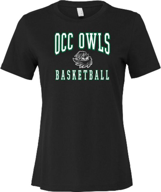 Oakland Comm College Bella + Canvas Womens Relaxed Cotton T Shirt OCC Owls - Basketball - ONLINE ONLY