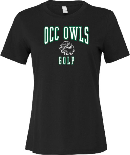 Oakland Comm College Bella + Canvas Womens Relaxed Cotton T Shirt OCC Owls - Golf - ONLINE ONLY