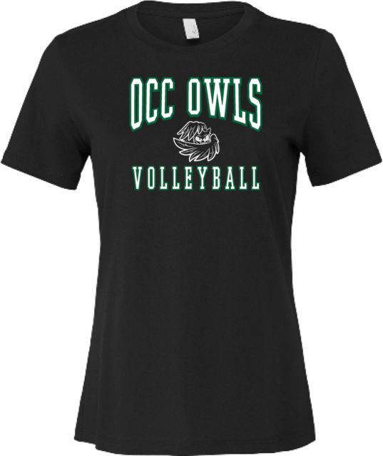 Oakland Comm College Bella + Canvas Womens Relaxed Cotton T Shirt OCC Owls - Volleyball - ONLINE ONLY