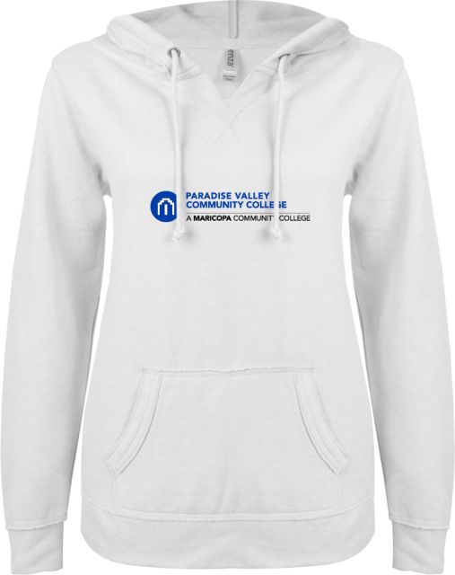 Paradise Valley ENZA Ladies V Notch Raw Edge Fleece Hoodie Primary Mark - ONLINE ONLY