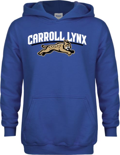 Carroll CC Youth Fleece Hoodie Carroll - Leaping Lynx Arched Wordmark - ONLINE ONLY
