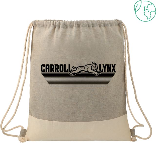 Carroll CC Split Recycled Cotton Drawstring Bag Carroll Lynx Banner Wordmark - ONLINE ONLY