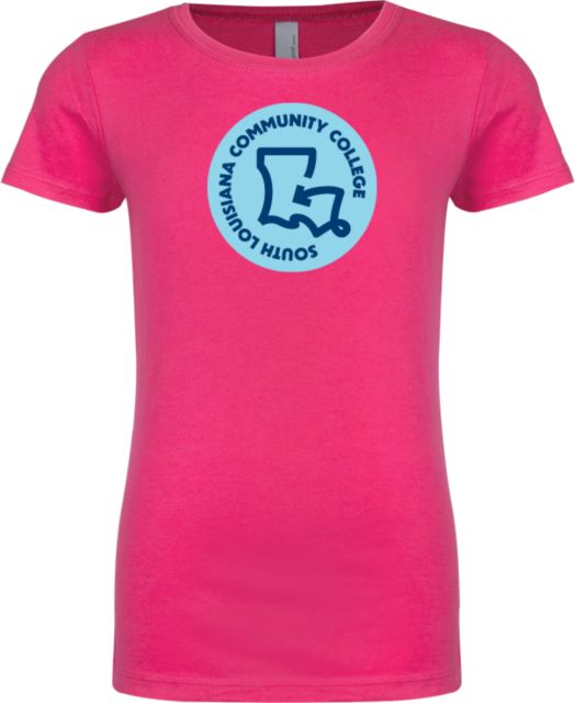 SoLAcc Next Level Girls Fuchsia Fashion Fit T Shirt South Louisiana Community College Badge - ONLINE ONLY