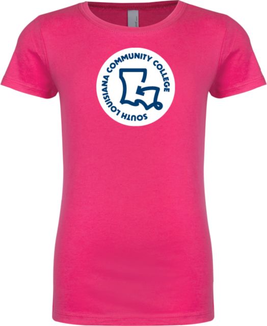SoLAcc Next Level Girls Fuchsia Fashion Fit T Shirt South Louisiana Community College Badge - ONLINE ONLY
