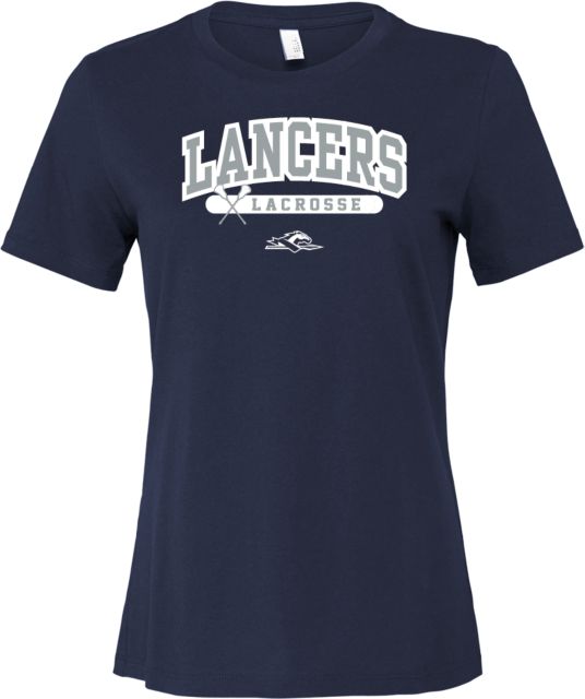 Longwood Bella + Canvas Womens Relaxed Cotton T Shirt Lancers Lacrosse Crossed Sticks - ONLINE ONLY