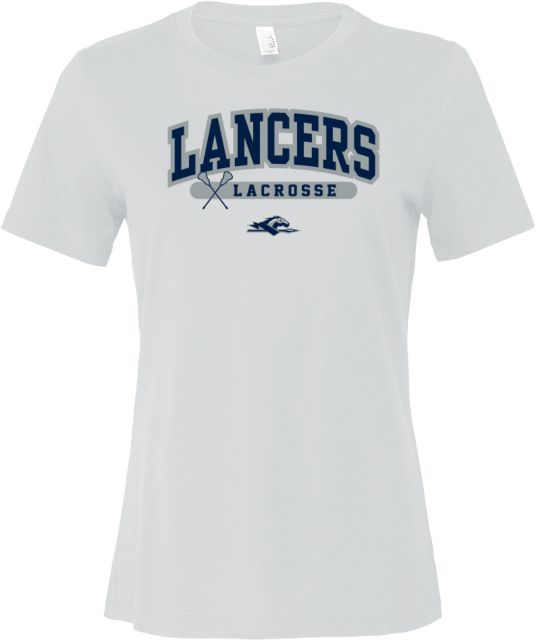 Longwood Bella + Canvas Womens Relaxed Cotton T Shirt Lancers Lacrosse Crossed Sticks - ONLINE ONLY