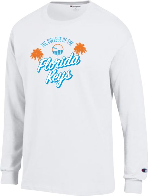 College of the Florida Keys Champion Long Sleeve T Shirt CFK Script Palm Trees - ONLINE ONLY