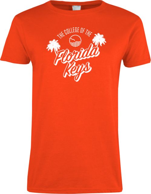 College of the Florida Keys Womens Short Sleeve Tee CFK Script Palm Trees - ONLINE ONLY