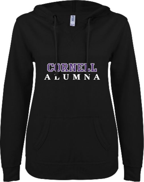 Cornell College ENZA Womens V Notch Raw Edge Fleece Hoodie Alumna - ONLINE ONLY
