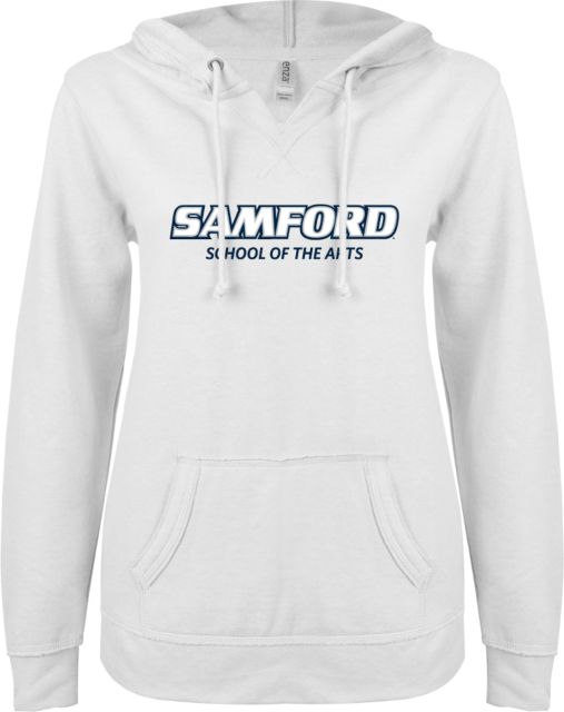 Samford ENZA Ladies V Notch Raw Edge Fleece Hoodie School of Arts - ONLINE ONLY
