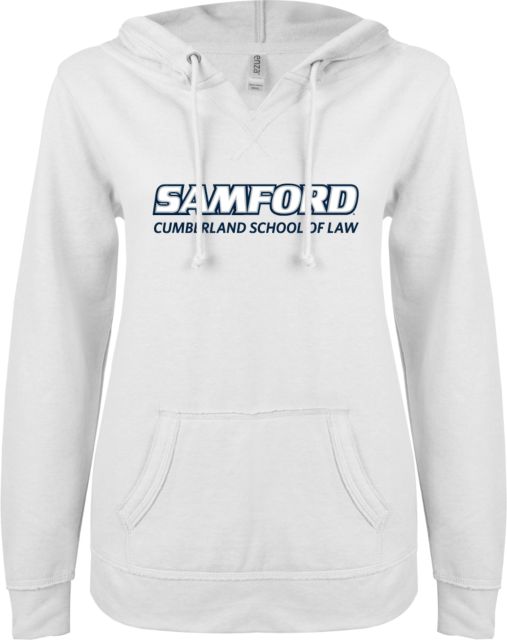 Samford ENZA Ladies V Notch Raw Edge Fleece Hoodie Cumberland School of Law - ONLINE ONLY