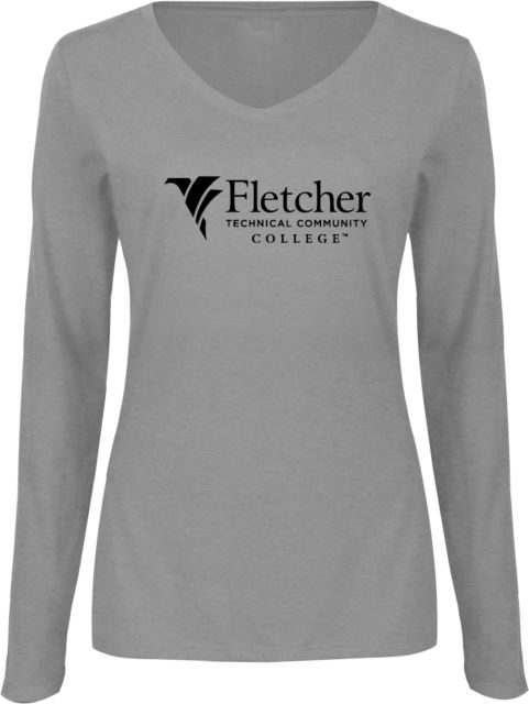 Fletcher Tech Ladies Long Sleeve V Neck Tee Horizontal Logo - ONLINE ONLY