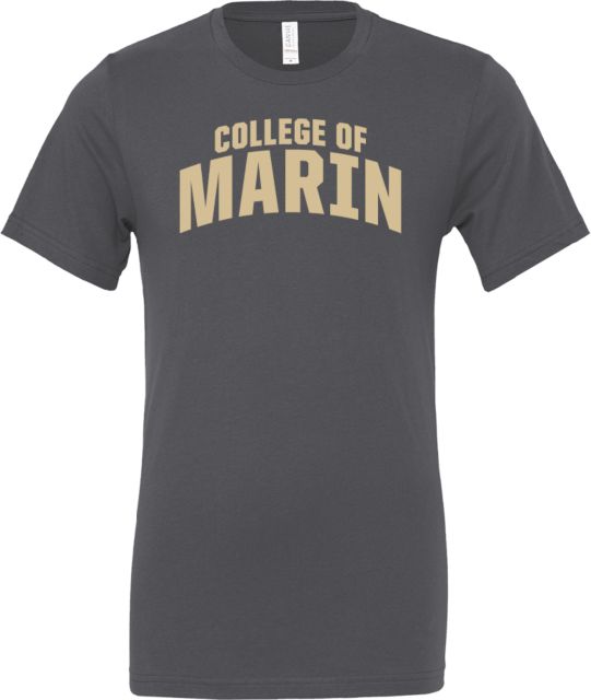 College of Marin Bella + Canvas Asphalt Jersey Cotton T Shirt College of Marin Arch - ONLINE ONLY