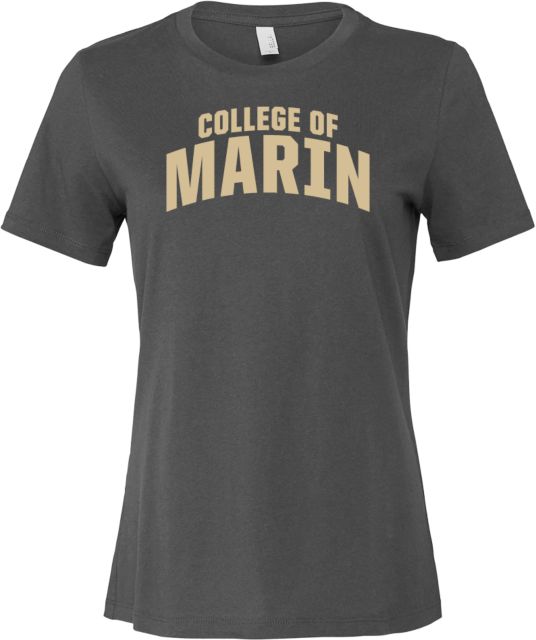 College of Marin Bella + Canvas Womens Asphalt Relaxed Cotton T Shirt College of Marin Arch - ONLINE ONLY